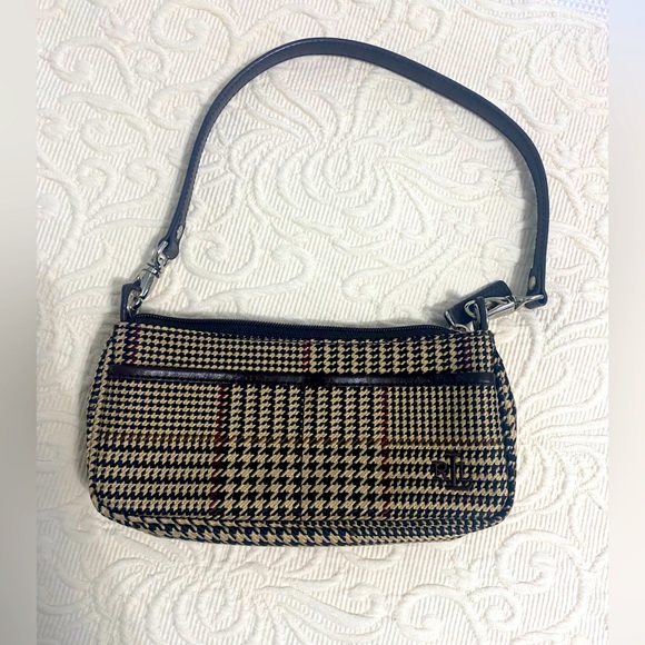 Ralph Lauren Handbags - Ralph Lauren Vintage Houndstooth Plaid Brown Mini Bag